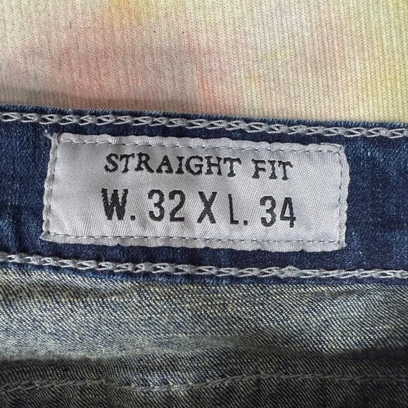 Faded Glory Mens Size W32 L34 Blue Straight Fit Denim Jeans Distressed Style - Picture 3 of 10